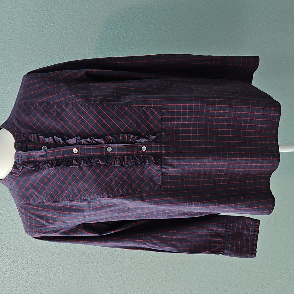 J. Crew Navy and Red Checkered Shirt
